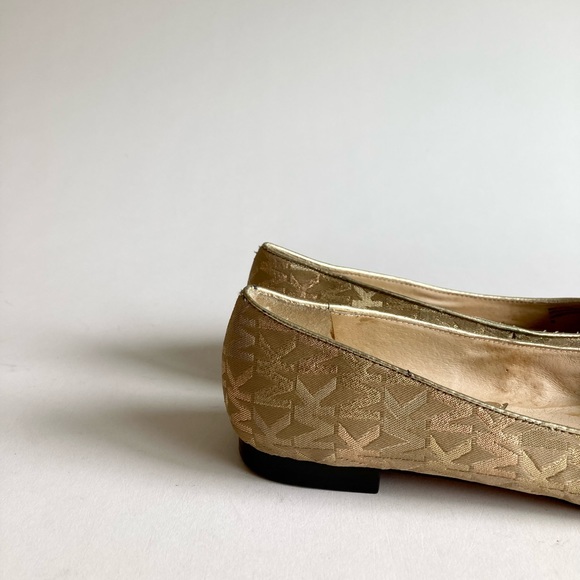 Michael Kors Cream Gold Canvas Signature Logo Flats size 7 - Picture 5 of 14